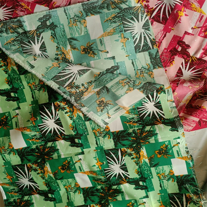 Quick-Drying Printed Poly Printing Microfiber Twill Polyester Fabric for Beach Pants